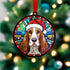 Basset Hound in Santa Hat Suncatcher Decoration